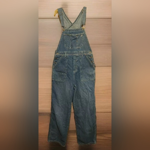 Vintage American Eagle Denim Bib Overalls Womens Size Medium Mens Small - Picture 2 of 14